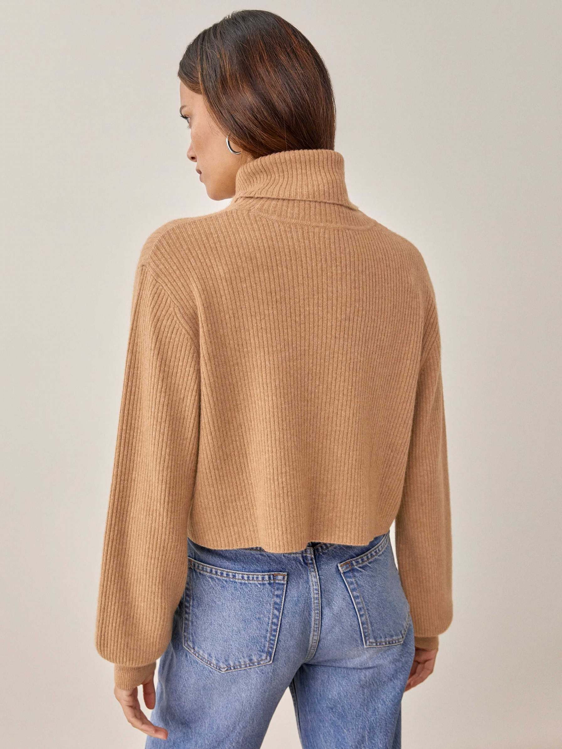 Women's Reformation Luisa Cropped Cashmere Sweater Brown | USA-783065