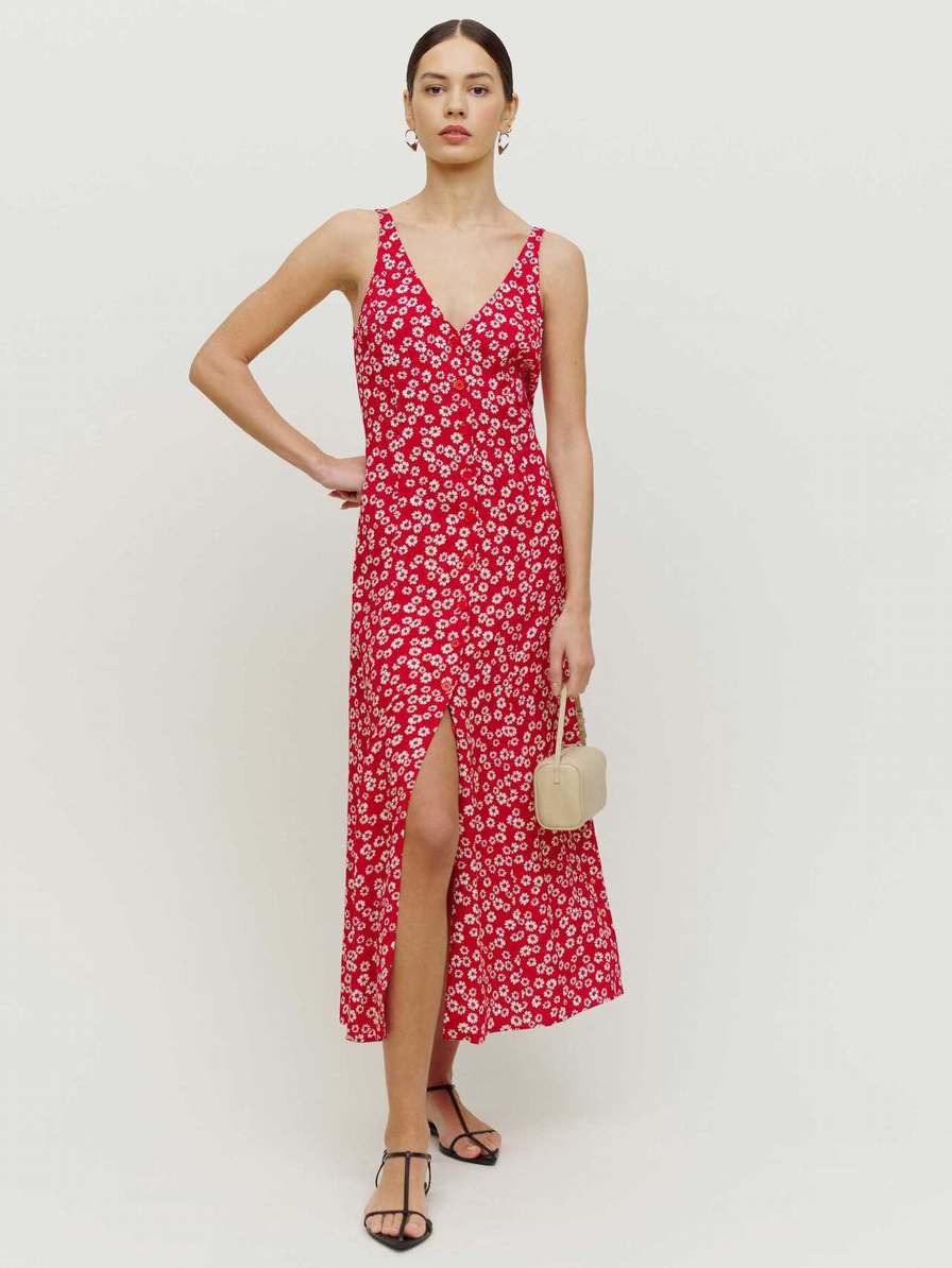 Women's Reformation Luke Dress Red / Flower | USA-230478