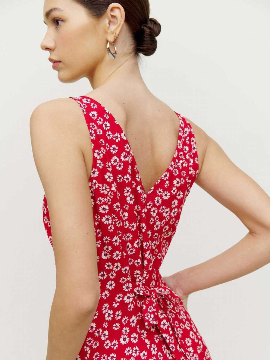 Women's Reformation Luke Dress Red / Flower | USA-230478