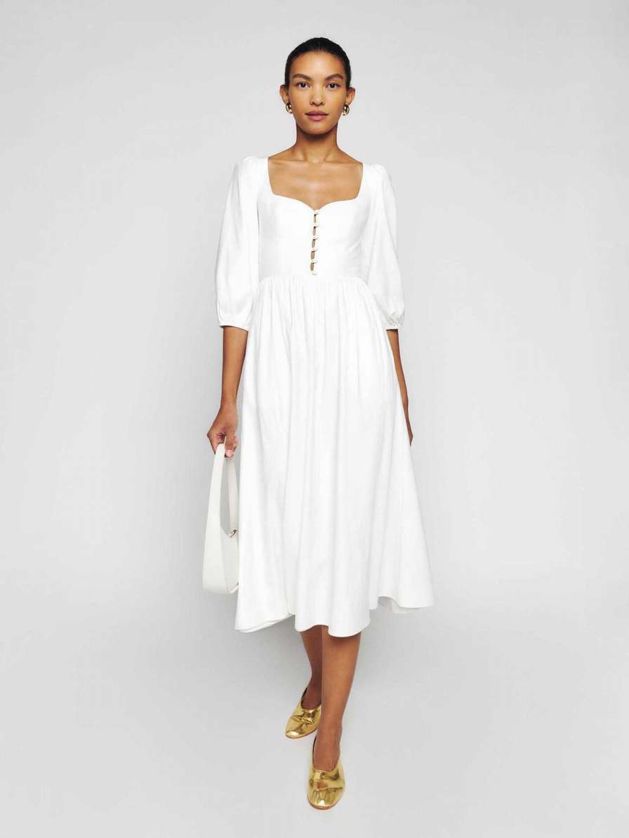 Women's Reformation Madden Dress White | USA-830247