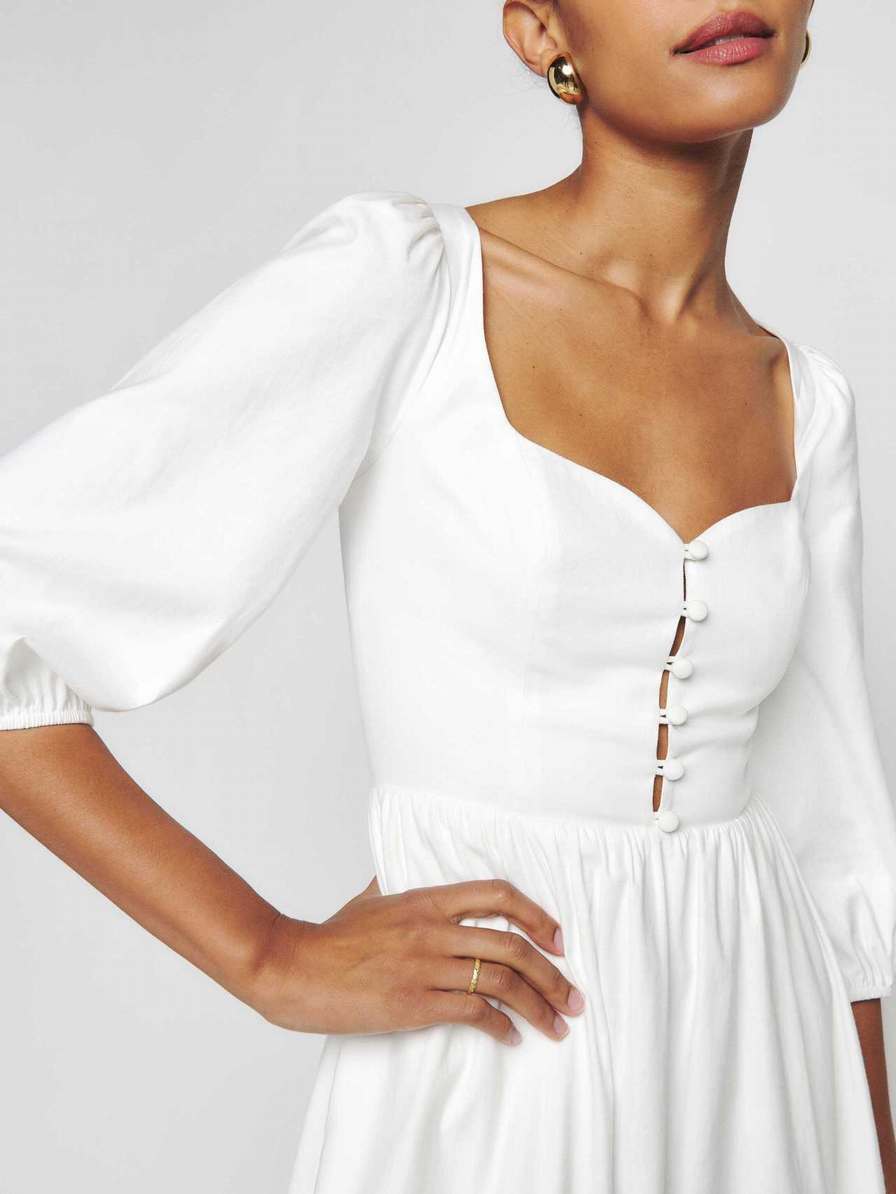 Women's Reformation Madden Dress White | USA-830247