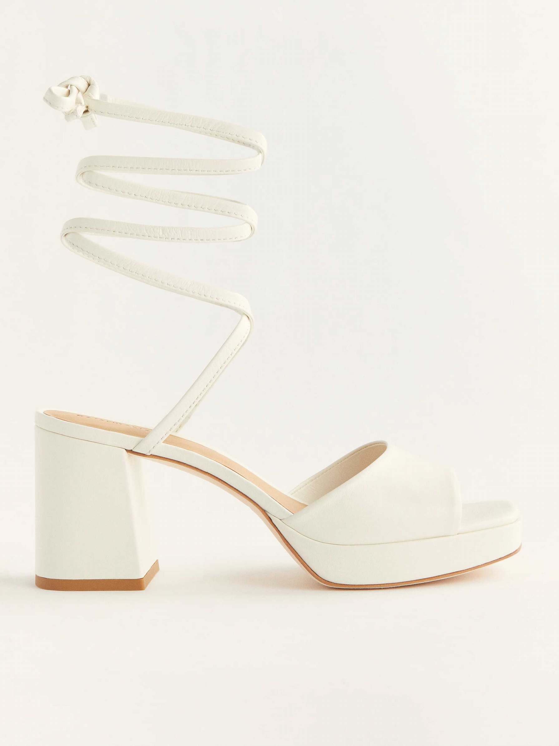 Women's Reformation Magda Ankle Tie Platform Sandals White | USA-541876