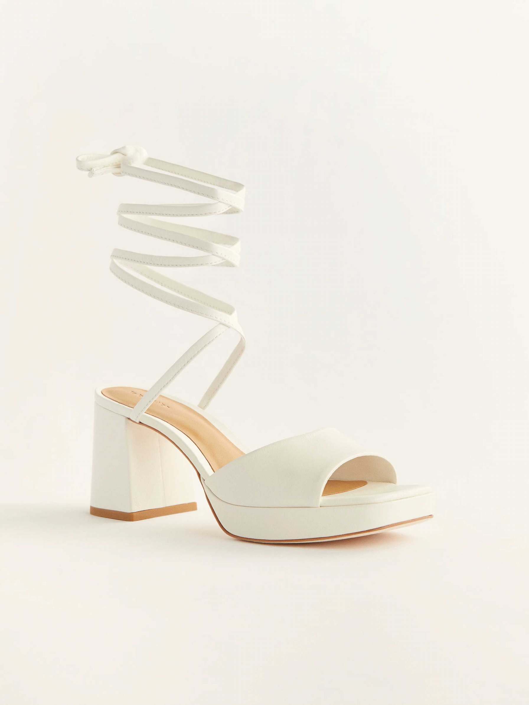 Women's Reformation Magda Ankle Tie Platform Sandals White | USA-541876