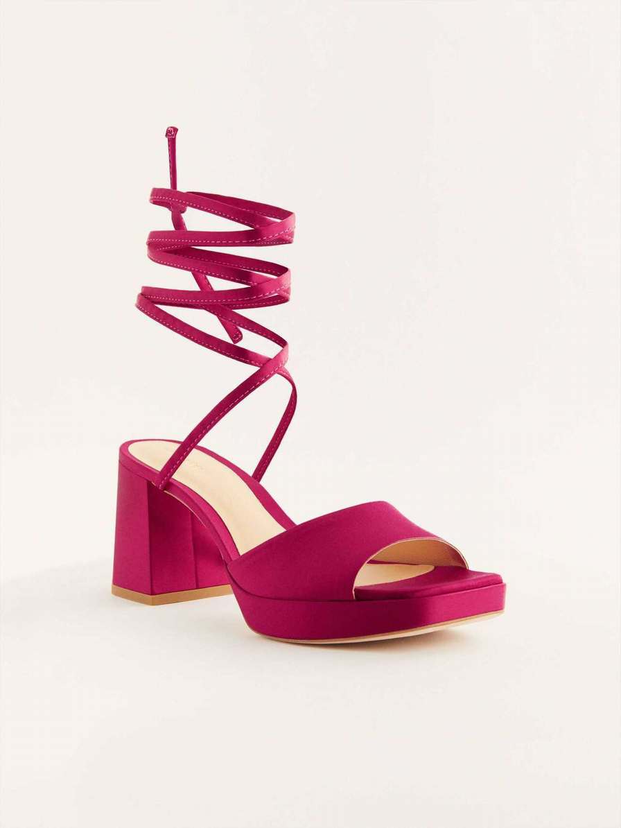 Women's Reformation Magda Ankle Tie Platform Sandals Fuchsia | USA-685013