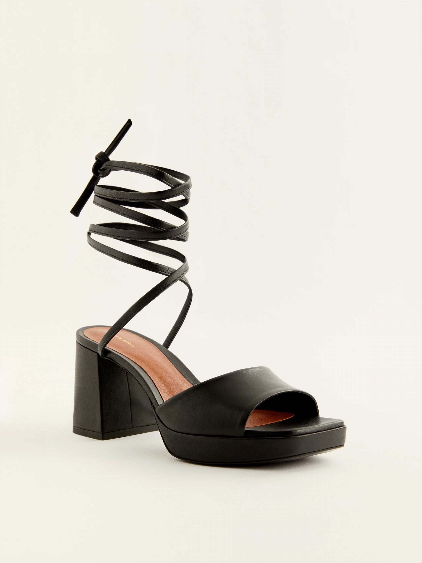 Women's Reformation Magda Ankle Tie Platform Sandals Black | USA-847652