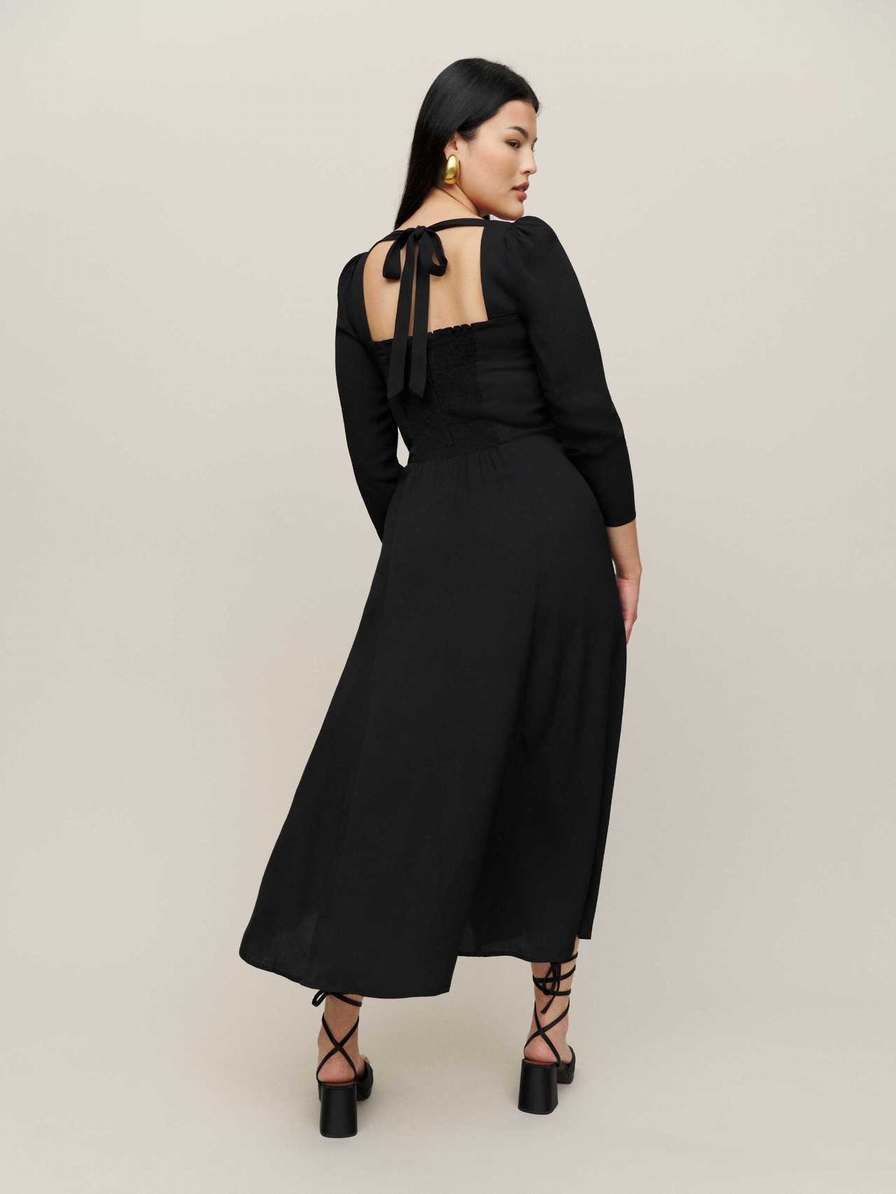 Women's Reformation Mara Dress Black | USA-2761850