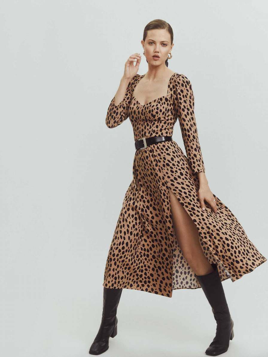 Women\'s Reformation Mara Dress Leopard | USA-4067821