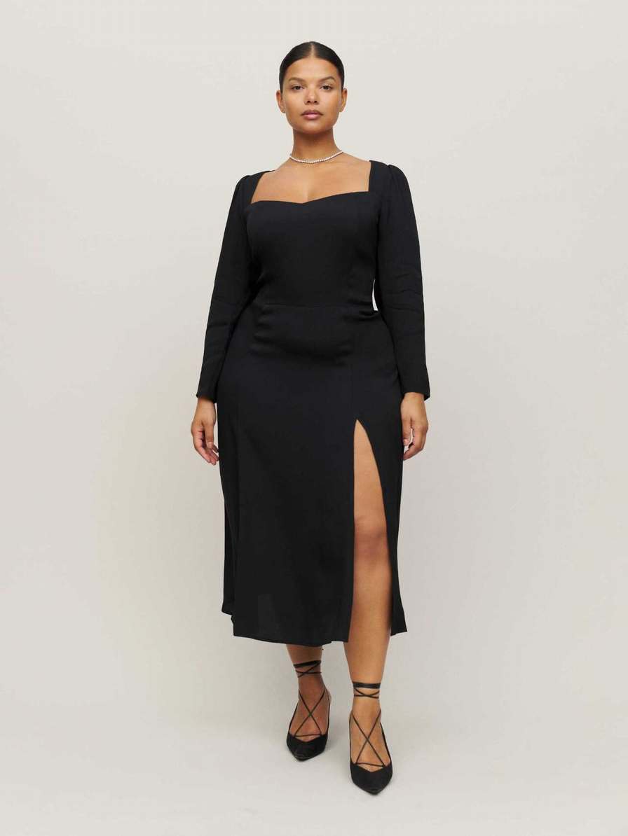 Women's Reformation Mara Es Dress Black | USA-436870