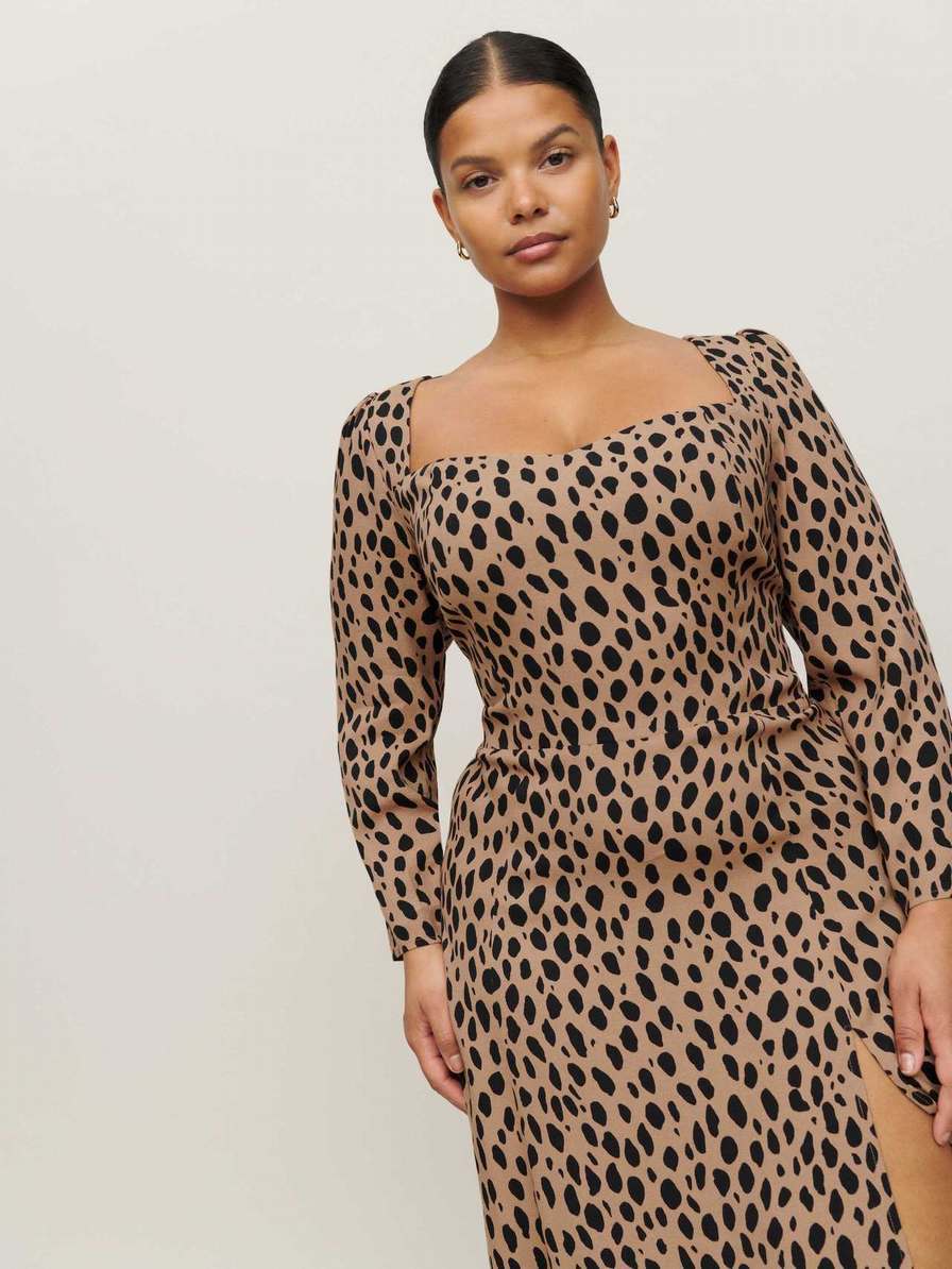 Women's Reformation Mara Es Dress Leopard | USA-760283