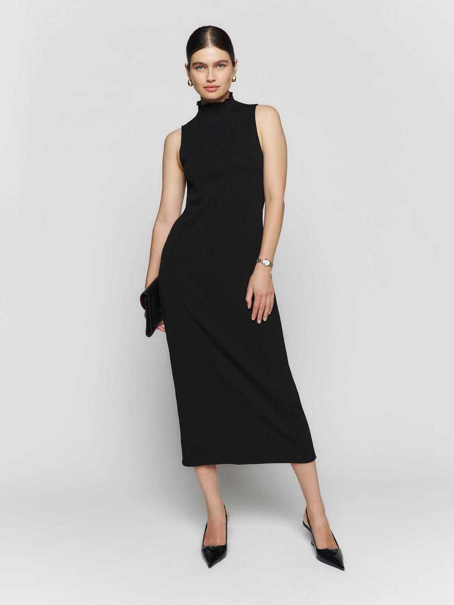 Women's Reformation Marbella Knit Dress Black | USA-173506