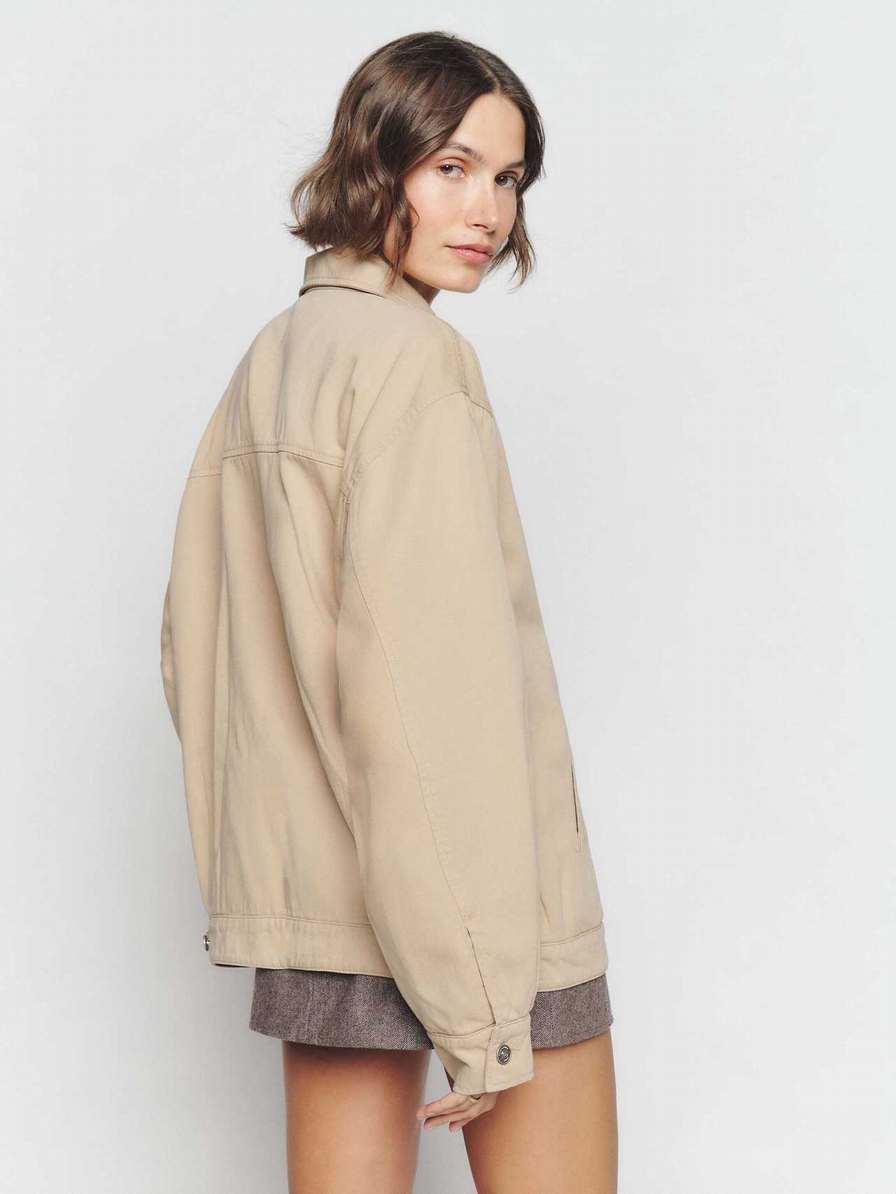 Women's Reformation Marco Bomber Jackets Beige | USA-534076