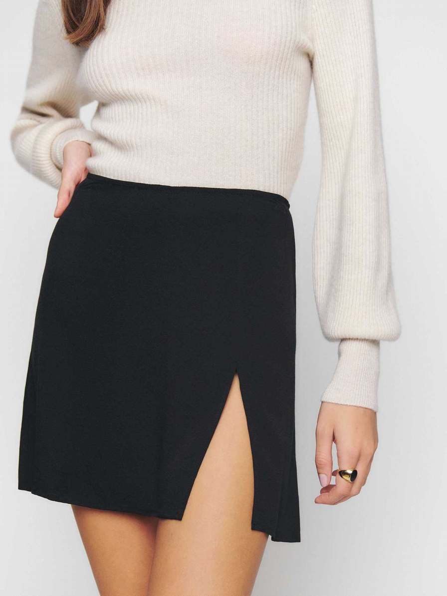 Women's Reformation Margot Skirts Black | USA-731680