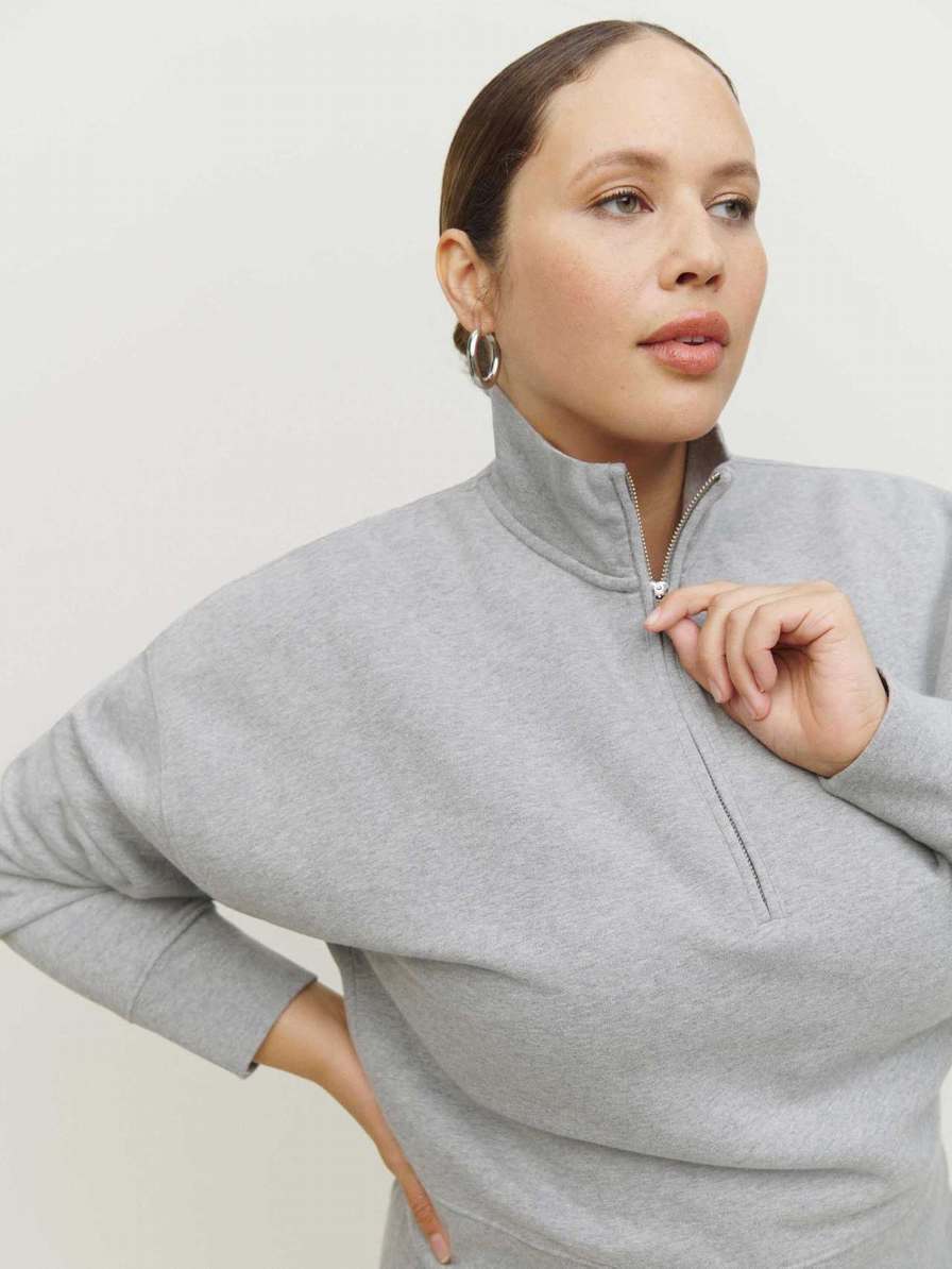 Women's Reformation Marla Zip Sweatshirt Grey | USA-163428