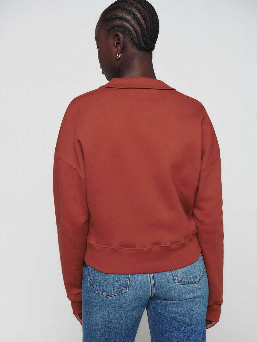 Women's Reformation Marla Zip Sweatshirt Red | USA-173685