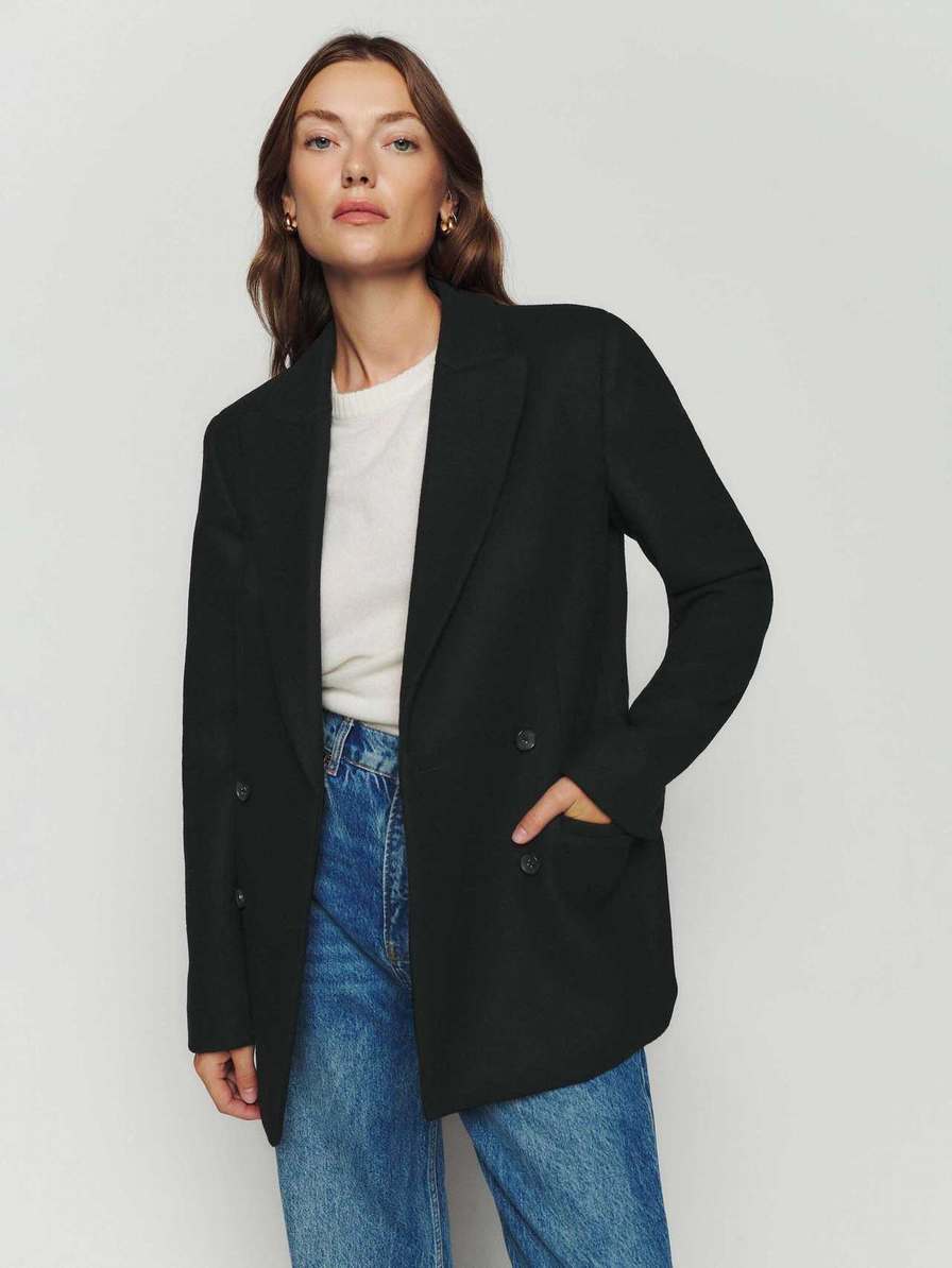 Women's Reformation Martins Fitted Blazers Black | USA-1863257