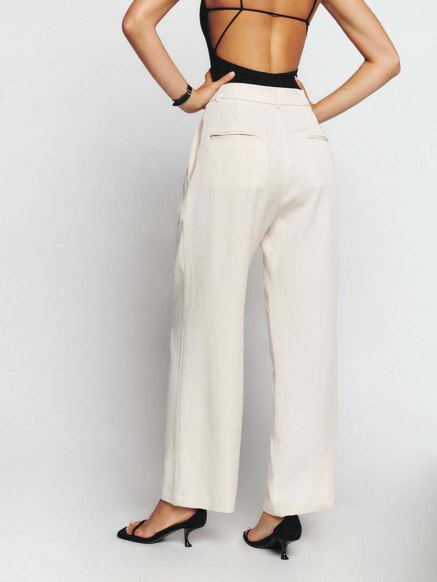 Women's Reformation Mason Cropped Pants White | USA-680547