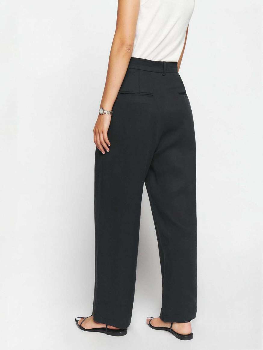 Women's Reformation Mason Cropped Pants Black | USA-806241