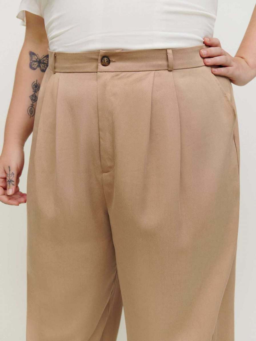 Women's Reformation Mason Es Pants Khaki | USA-853460