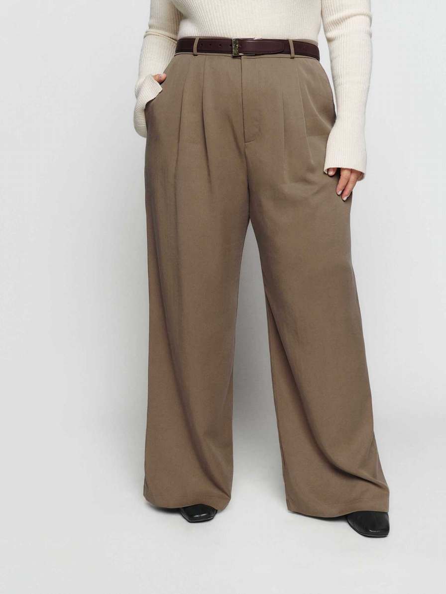 Women's Reformation Mason Es Pants Light Brown | USA-841350