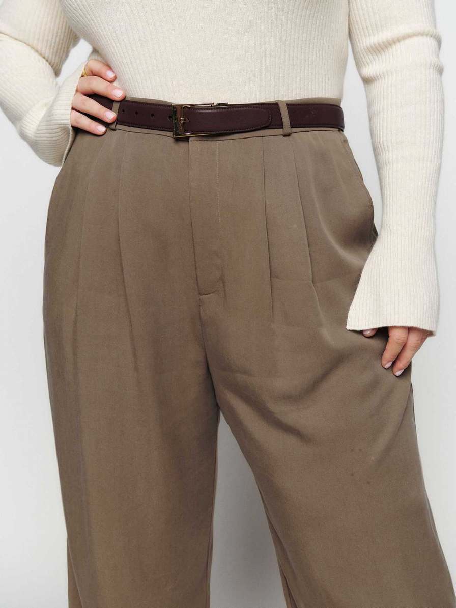 Women's Reformation Mason Es Pants Light Brown | USA-841350