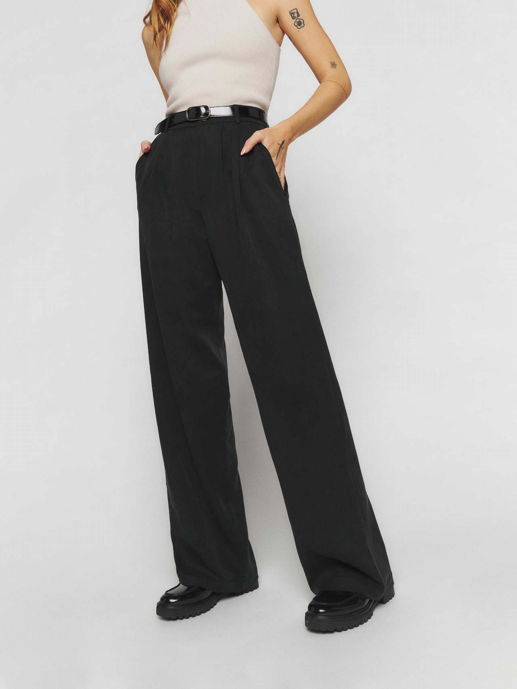 Women's Reformation Mason Pants Black | USA-780125