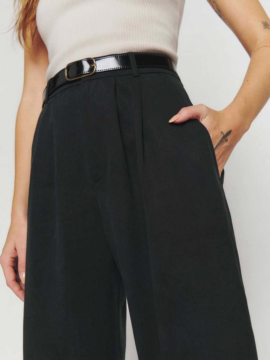 Women's Reformation Mason Pants Black | USA-780125