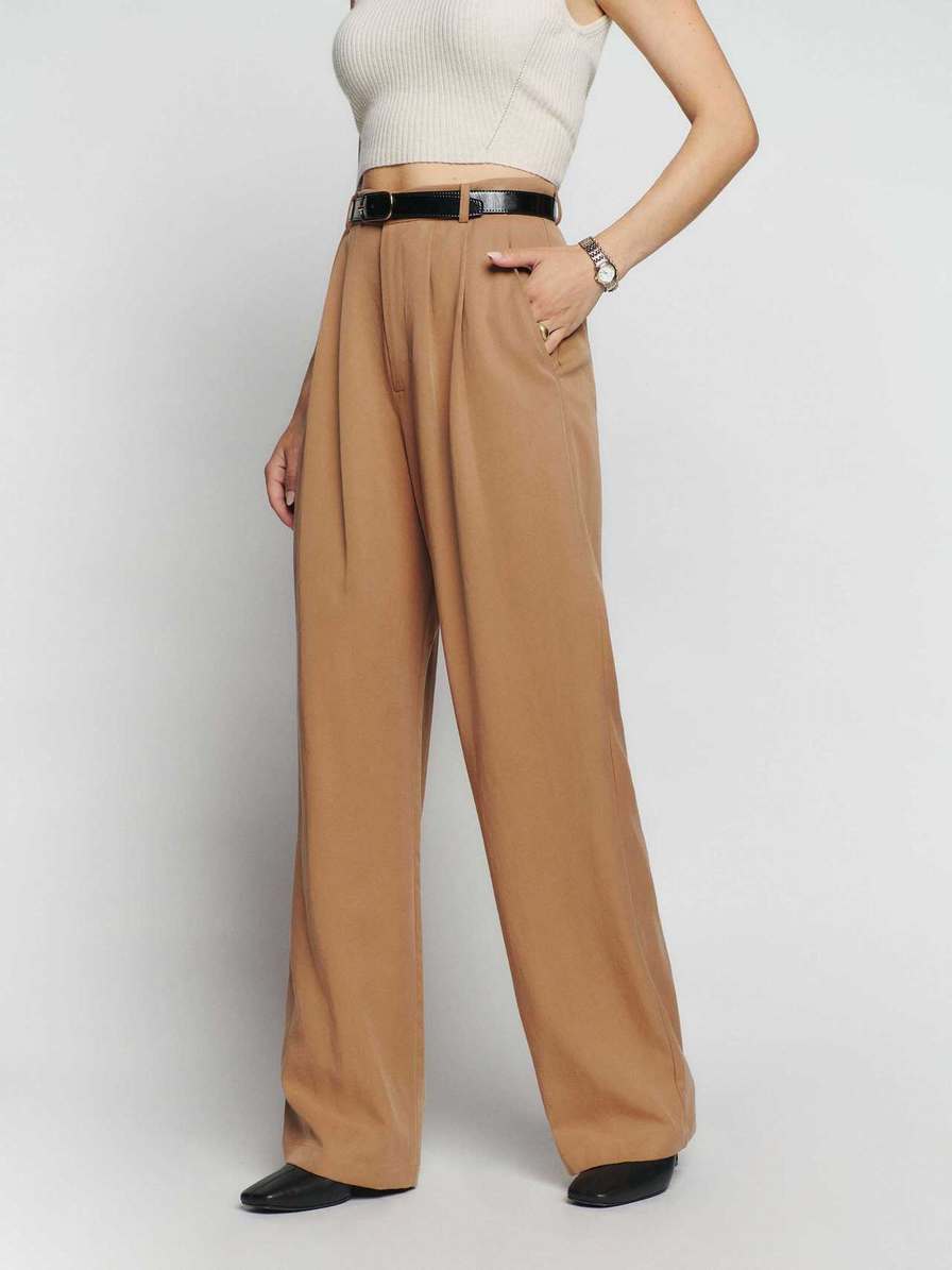 Women's Reformation Mason Pants Brown | USA-108574