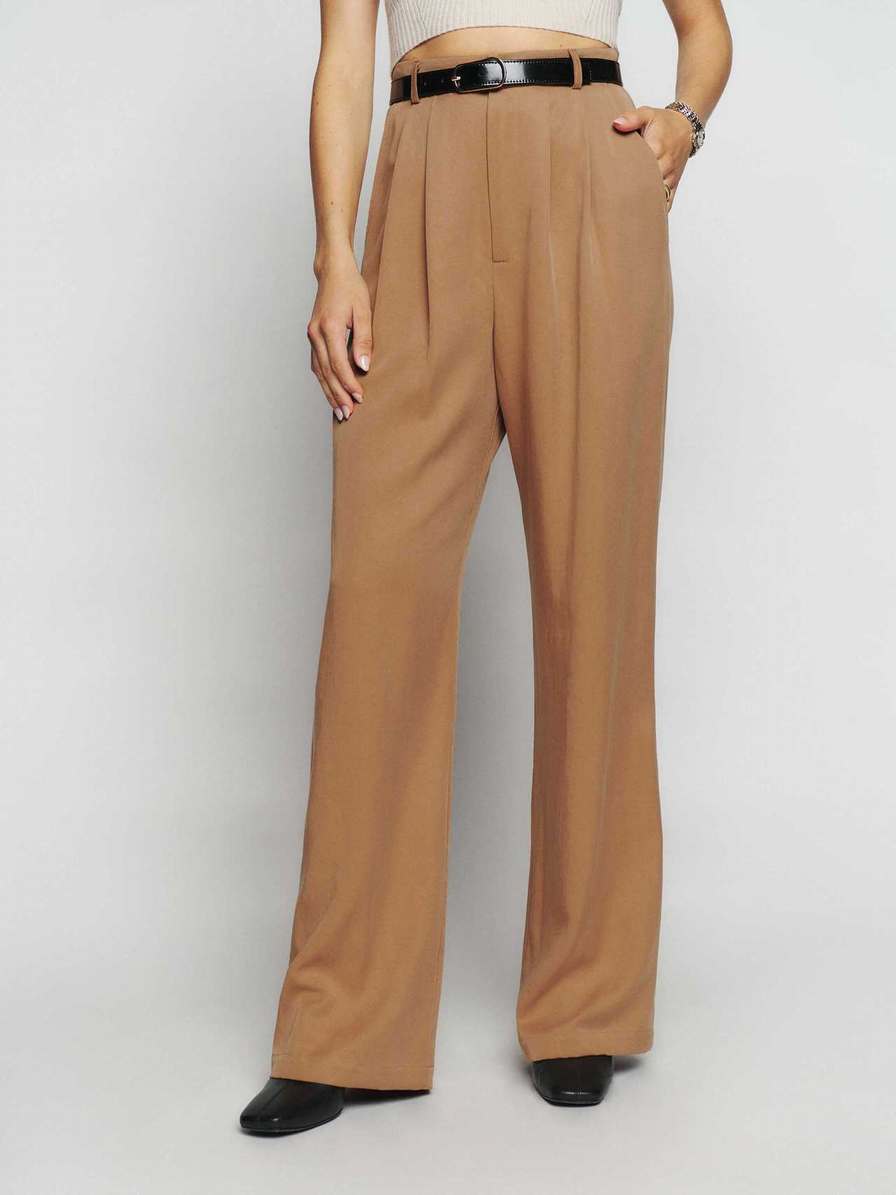 Women's Reformation Mason Pants Brown | USA-108574