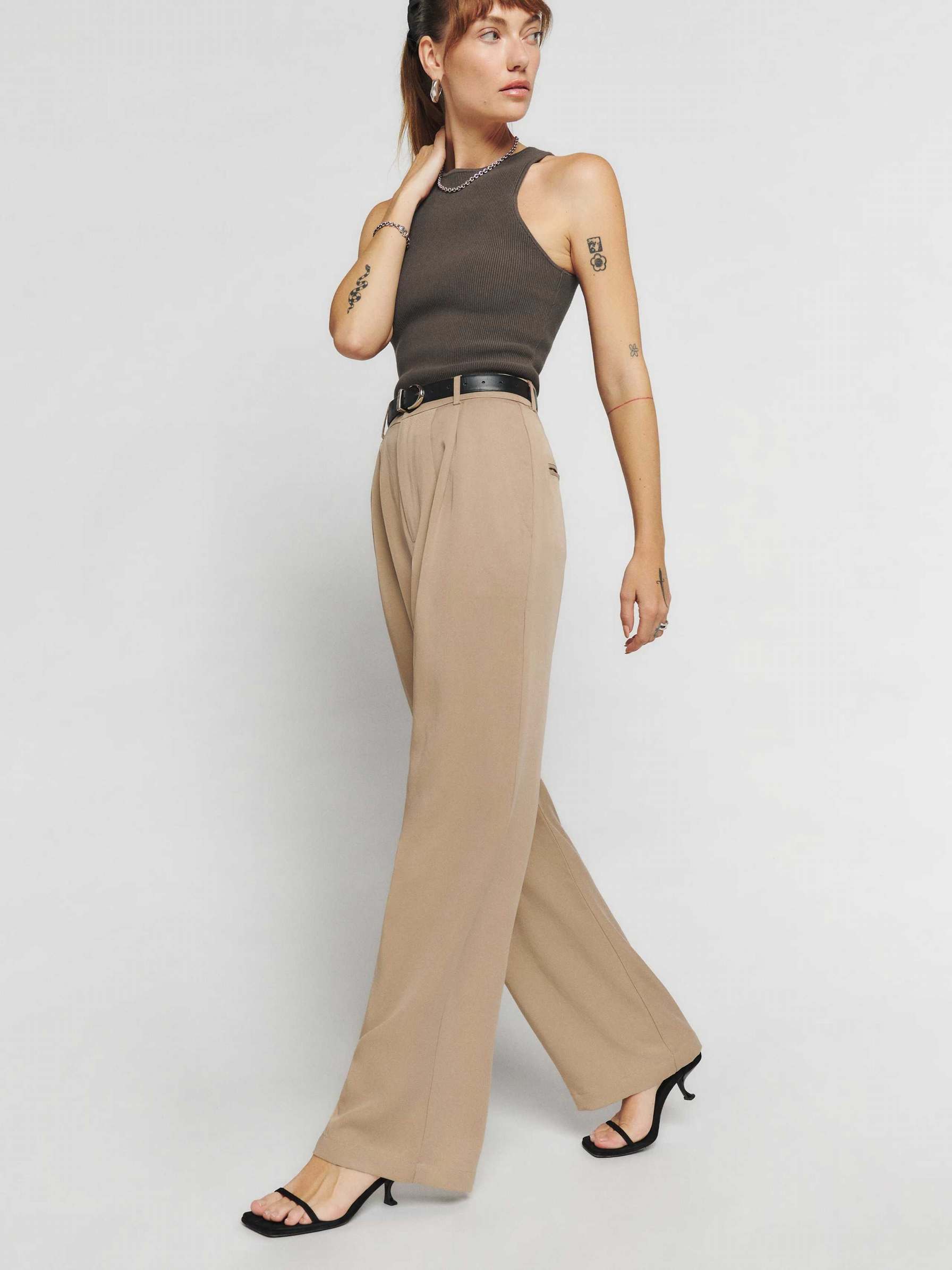 Women's Reformation Mason Pants Khaki | USA-410568