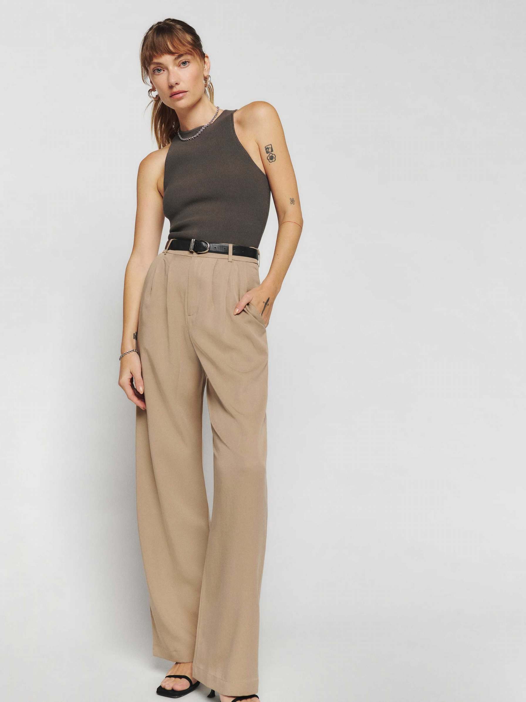 Women's Reformation Mason Pants Khaki | USA-410568