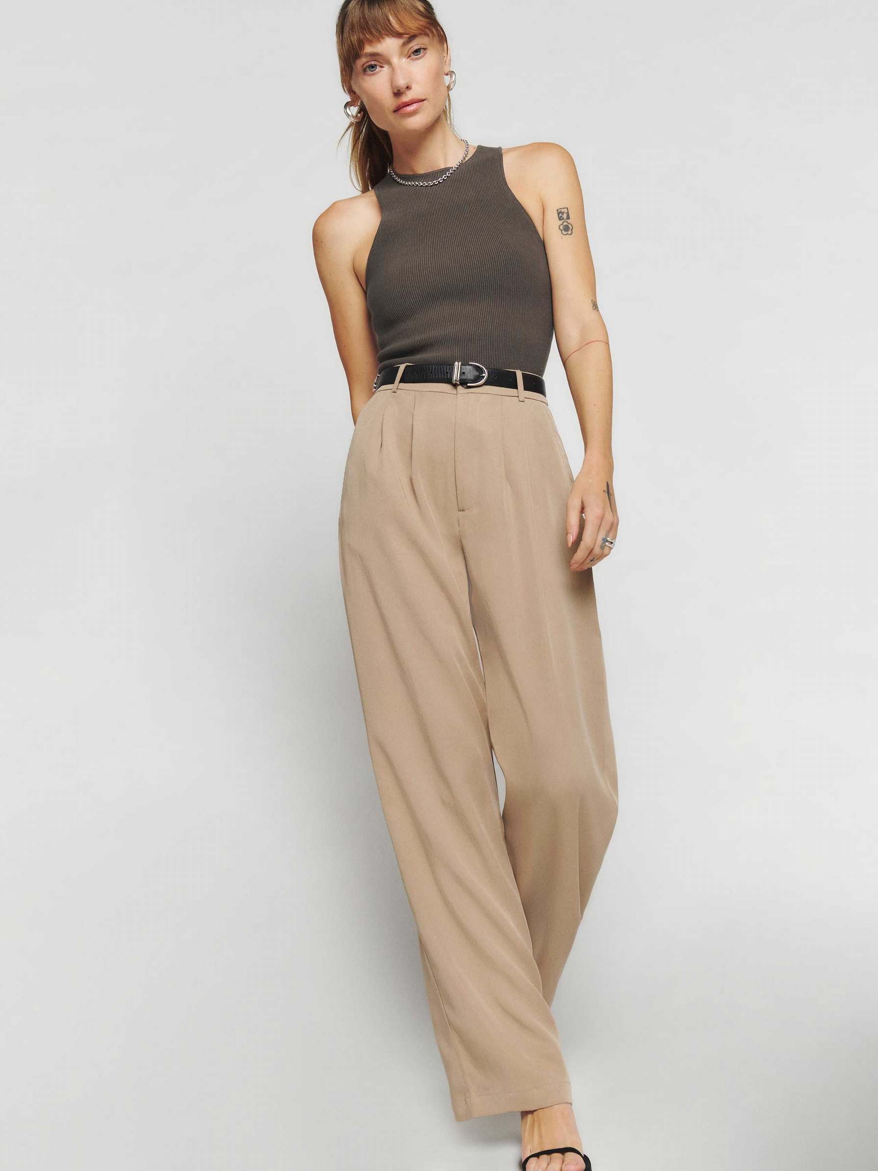 Women's Reformation Mason Pants Khaki | USA-410568