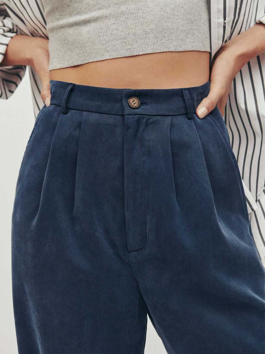 Women's Reformation Mason Pants Navy | USA-542016