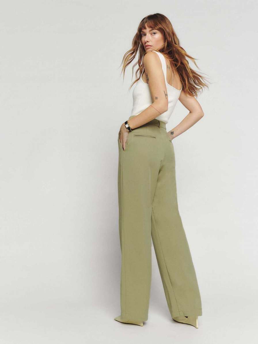 Women's Reformation Mason Pants Olive | USA-603857