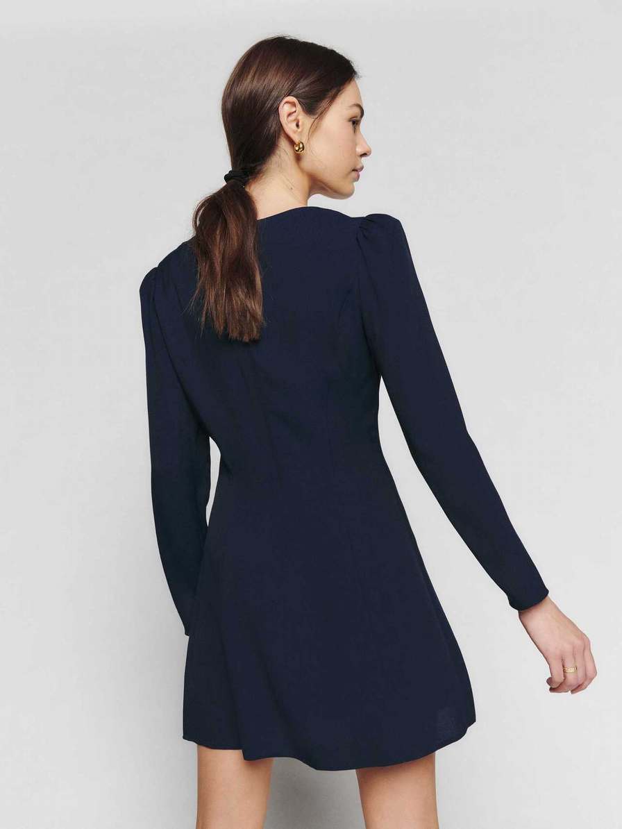 Women's Reformation Mavis Dress Navy | USA-645081