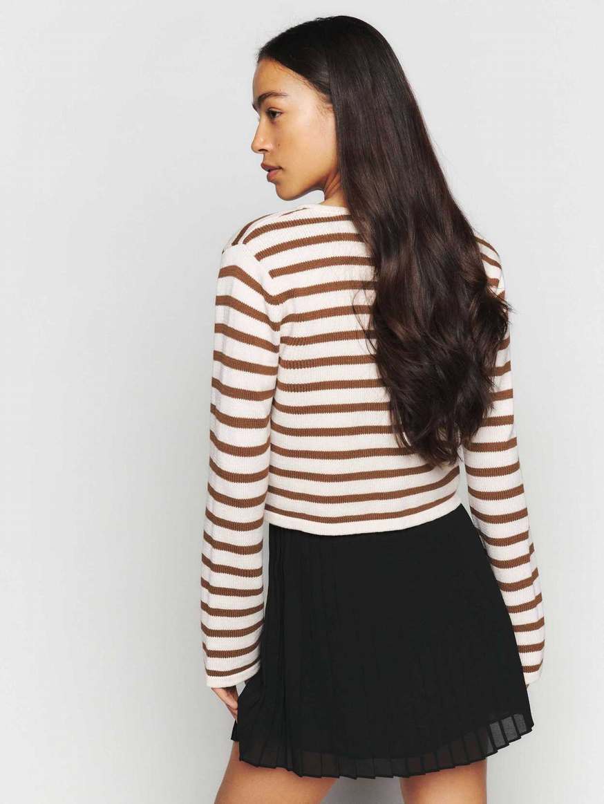 Women's Reformation Maxime Cotton Cardigan Stripes | USA-2371856