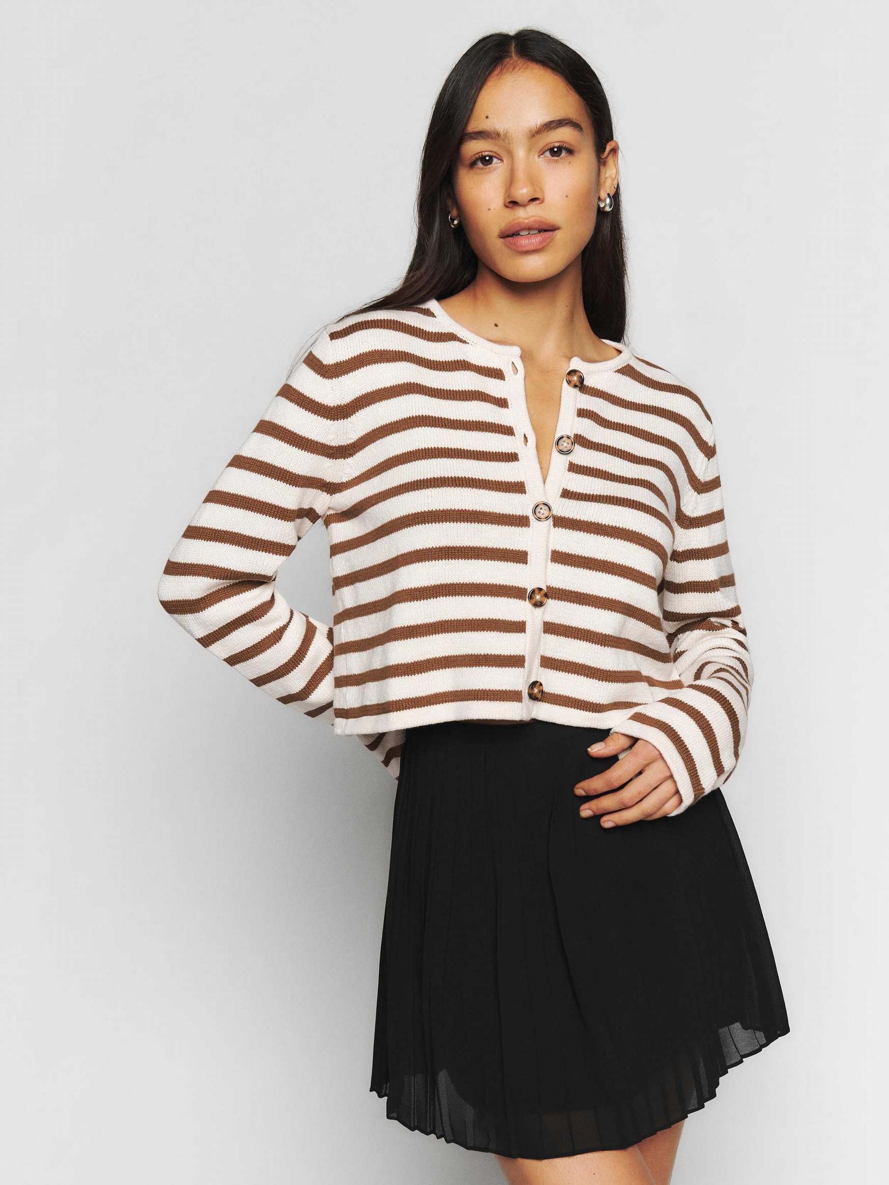 Women's Reformation Maxime Cotton Cardigan Stripes | USA-2371856