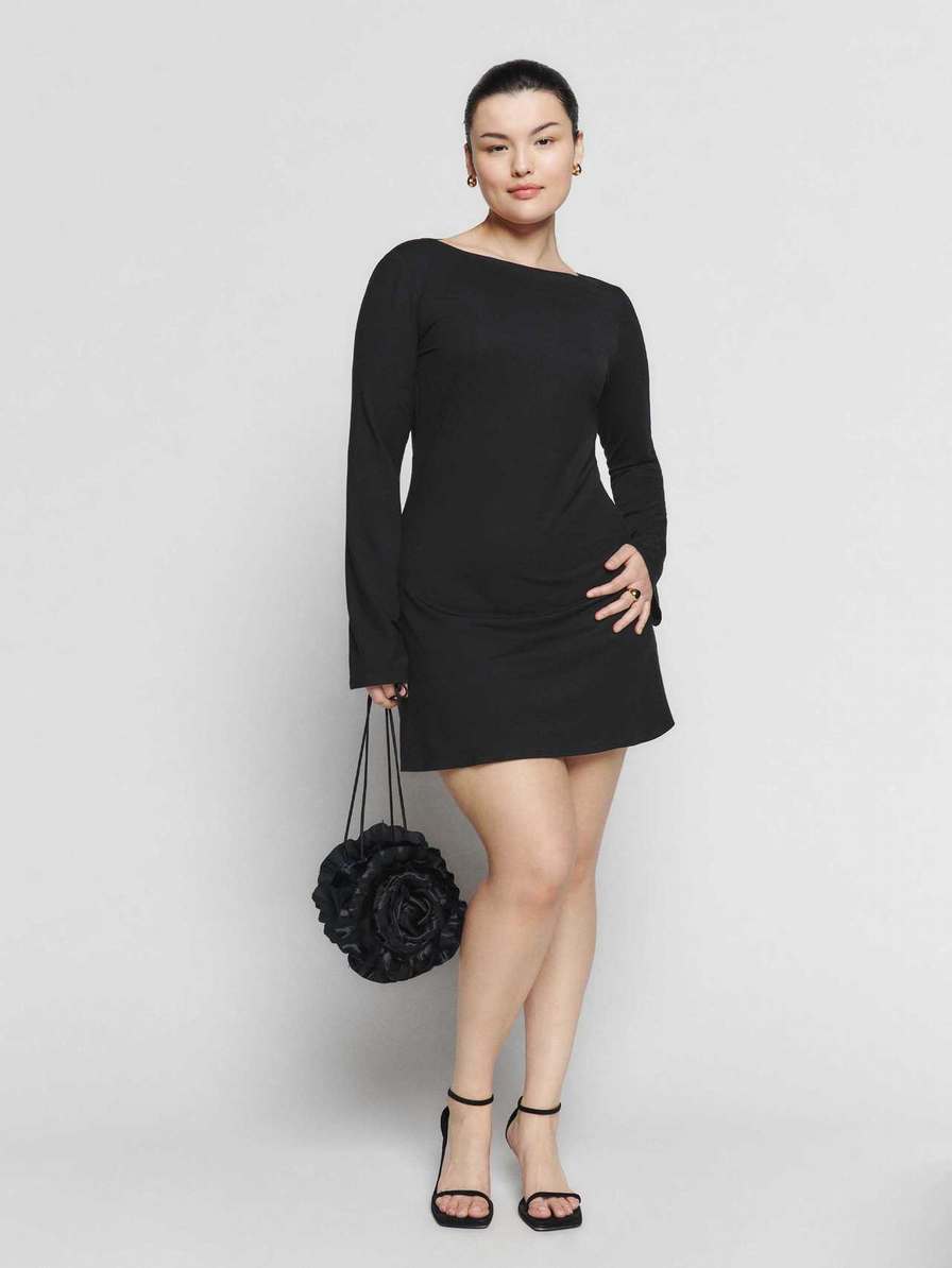 Women's Reformation Mayson Knit Dress Black | USA-364820