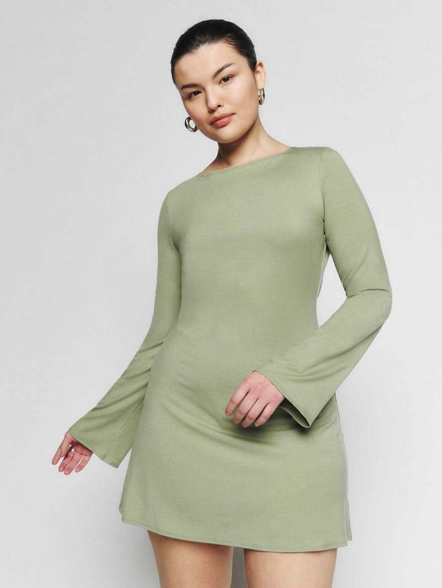 Women's Reformation Mayson Knit Dress Dark Green | USA-1728436