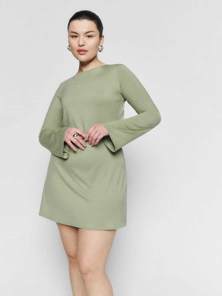 Women's Reformation Mayson Knit Dress Dark Green | USA-1728436