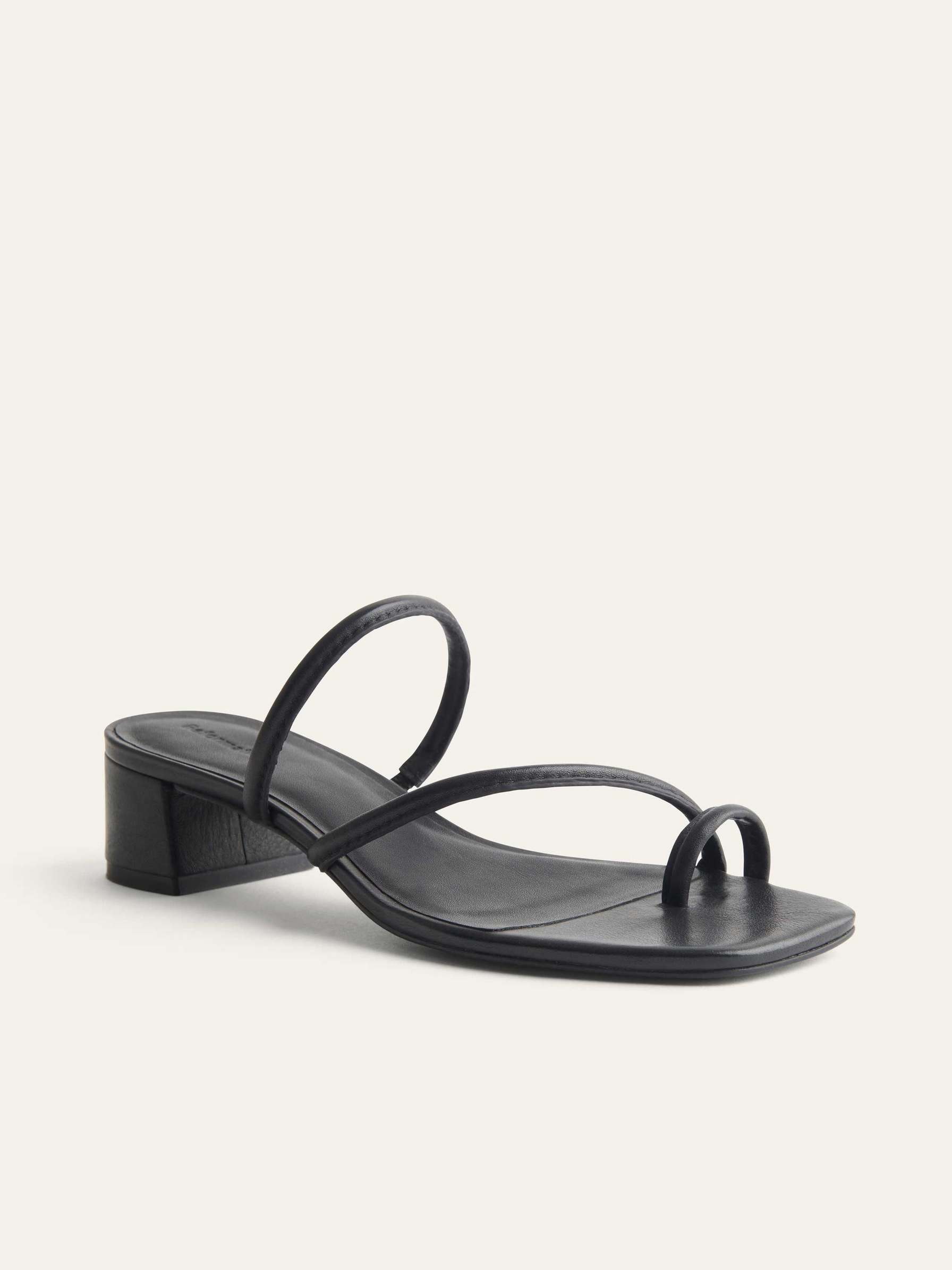 Women's Reformation Meena Toe Ring Block Sandals Black | USA-4586310