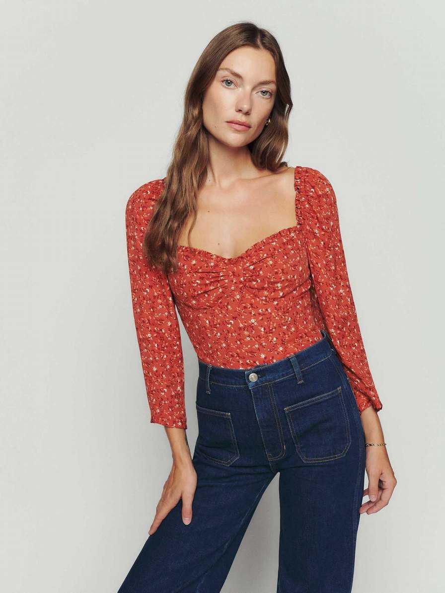 Women's Reformation Meriah Tops Red | USA-2483161