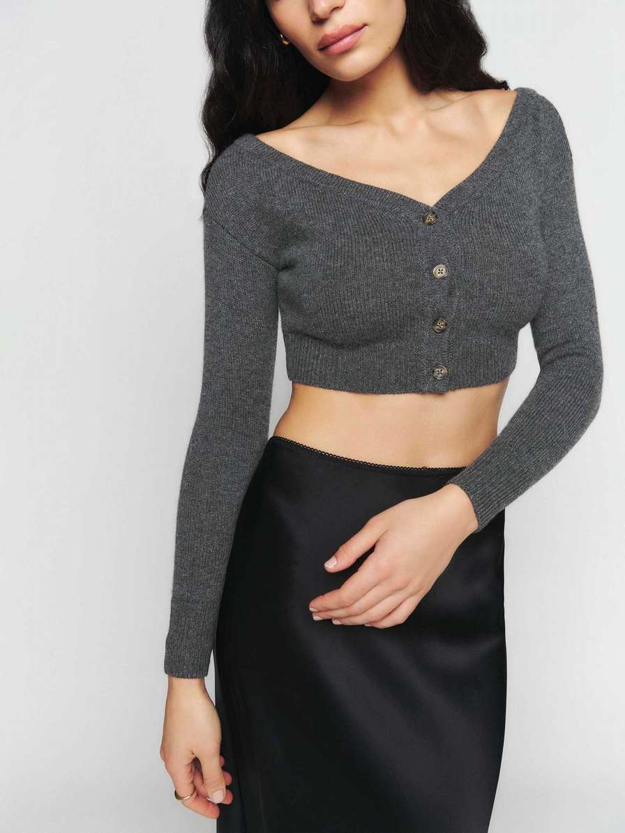 Women's Reformation Millie Cashmere Cardigan Grey | USA-701328