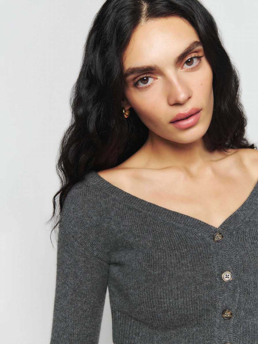 Women's Reformation Millie Cashmere Cardigan Grey | USA-701328