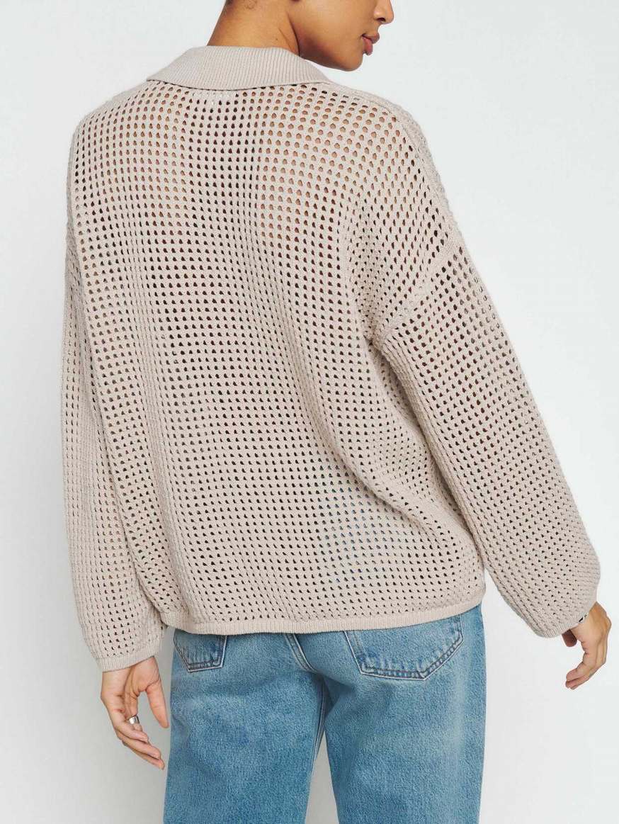 Women's Reformation Milo Cotton Cardigan Beige | USA-032714