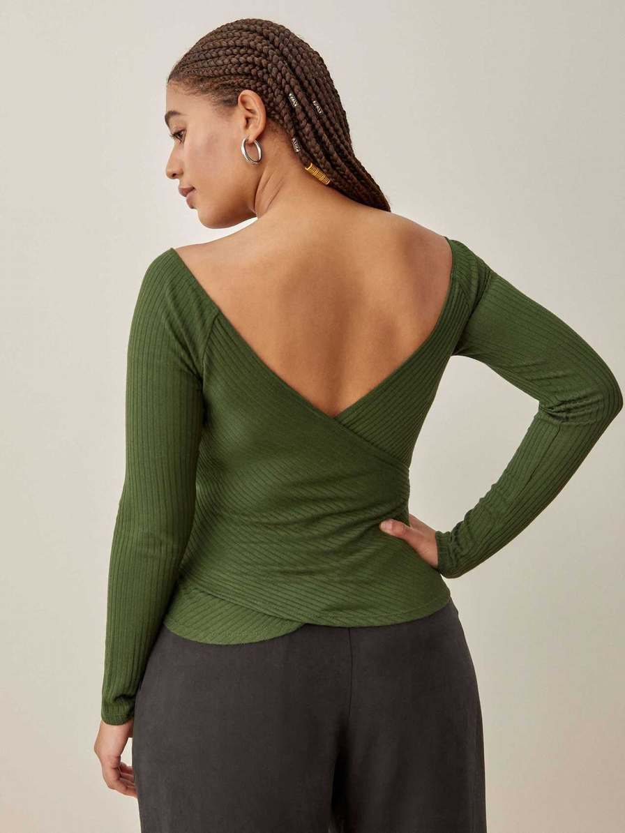 Women's Reformation Minnie Knit Tops Dark Green | USA-145682