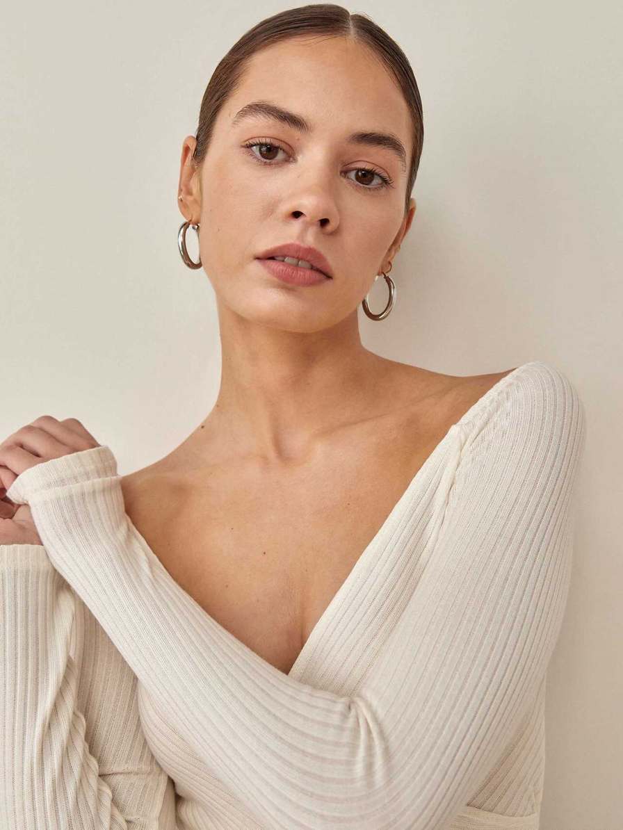 Women's Reformation Minnie Knit Tops White | USA-246357