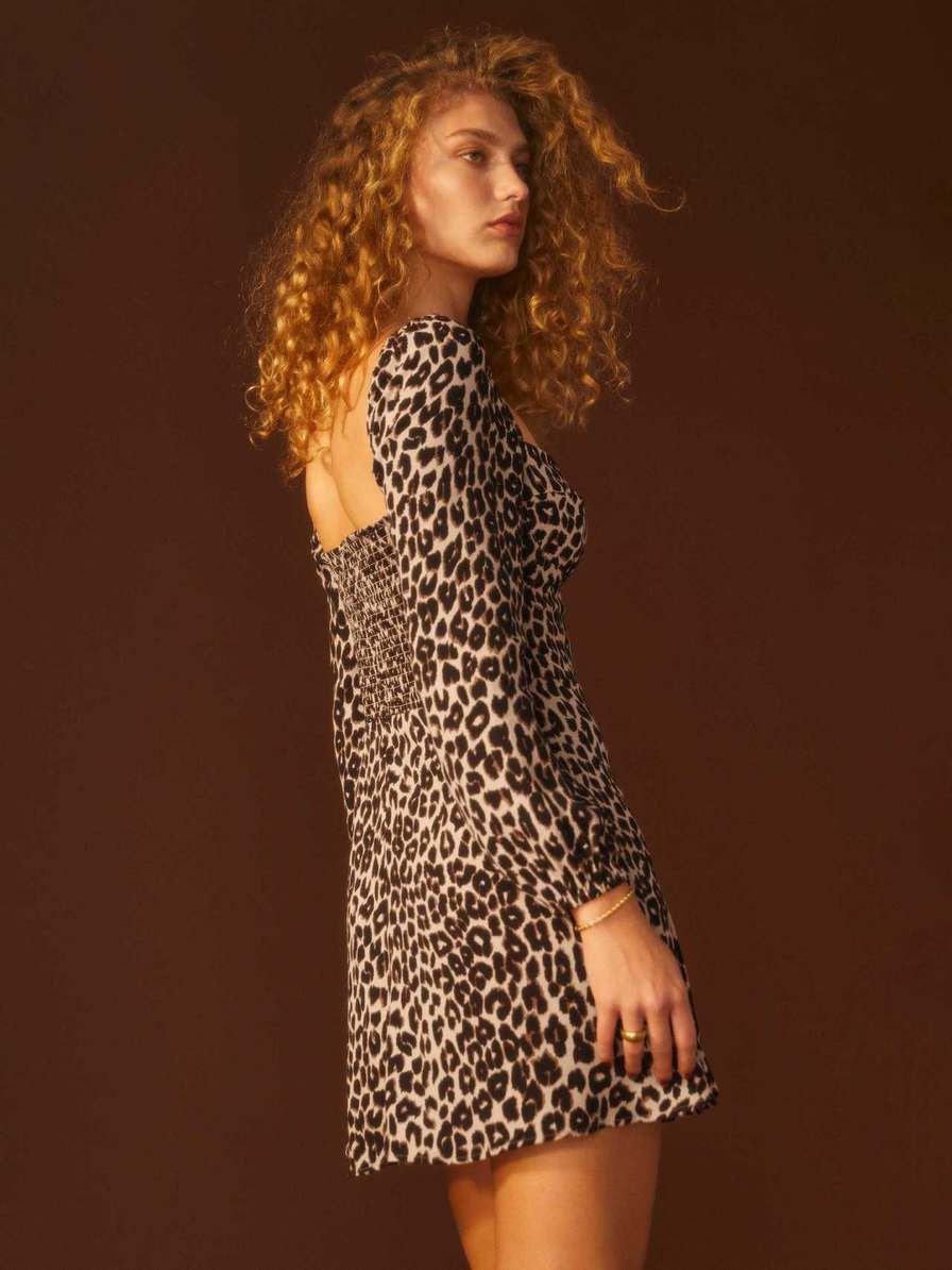 Women's Reformation Mochi Dress Leopard | USA-0542163