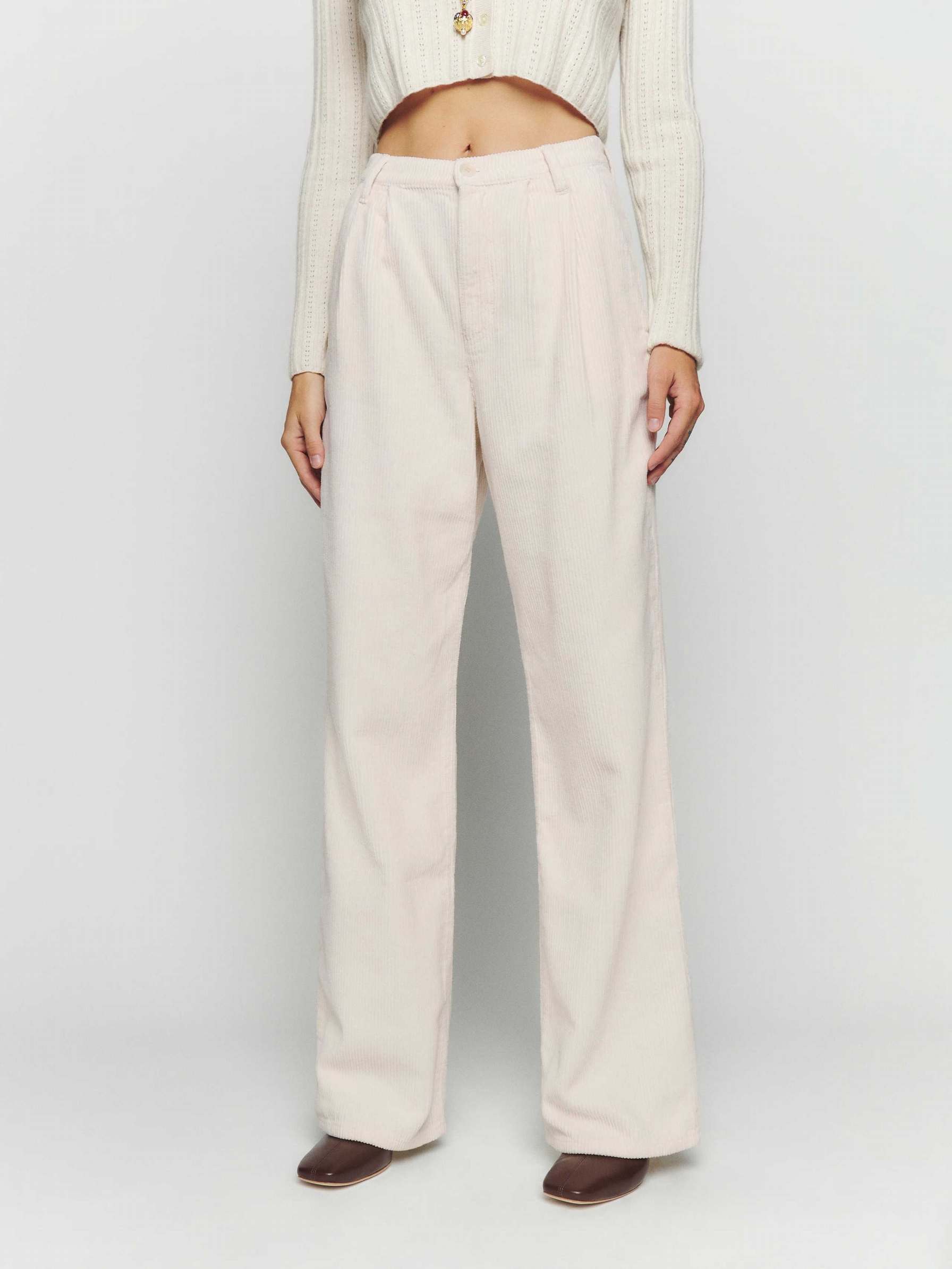 Women's Reformation Montauk Pants Beige | USA-314286