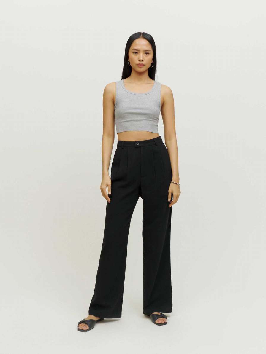 Women's Reformation Montauk Pants Black | USA-580672