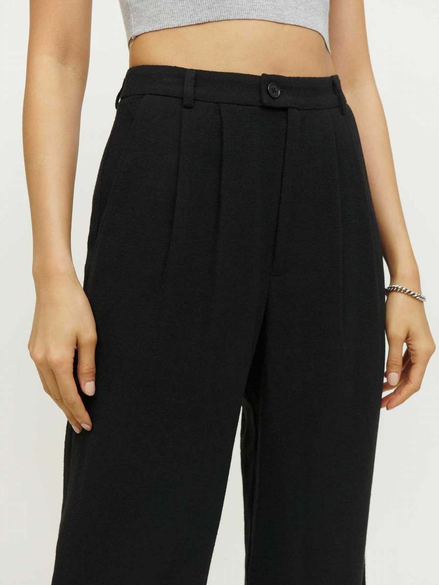 Women's Reformation Montauk Pants Black | USA-580672